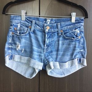 7 For All Mankind Roll Cuff Denim Shorts